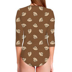 Happy Labrador Retriever Pattern Print Long Sleeve Swimsuit