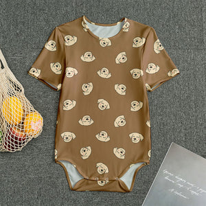 Happy Labrador Retriever Pattern Print Men's Bodysuit