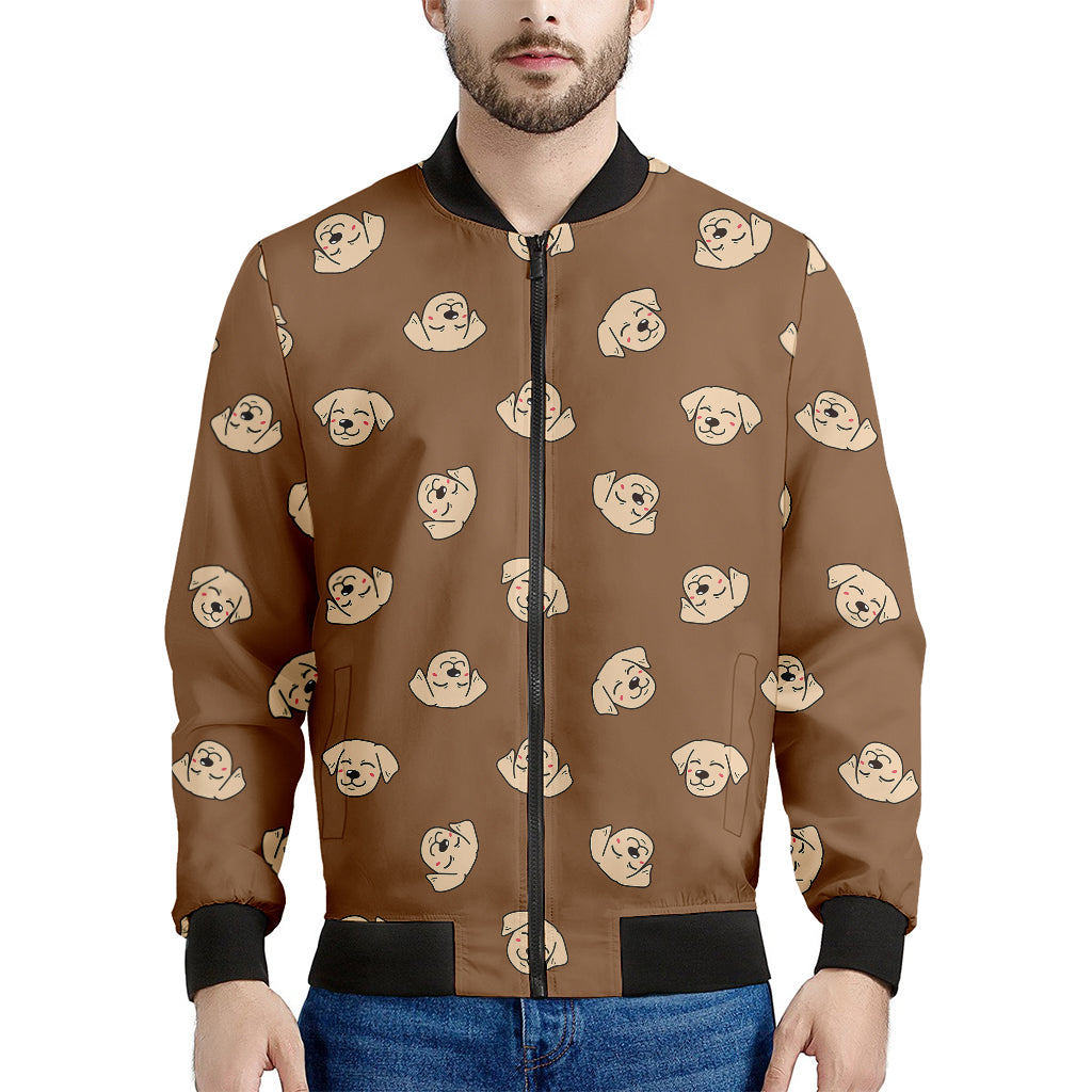 Happy Labrador Retriever Pattern Print Men's Bomber Jacket