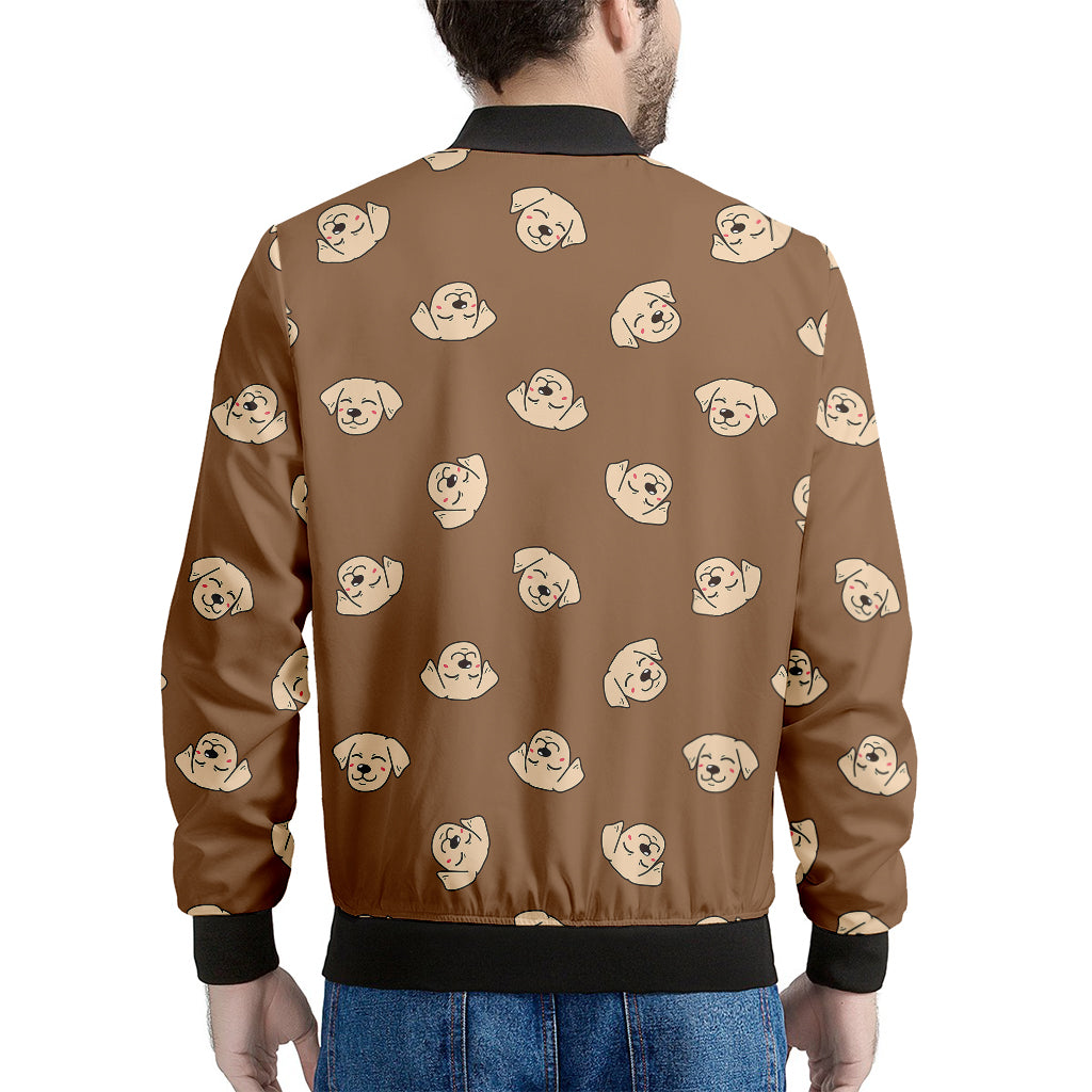 Happy Labrador Retriever Pattern Print Men's Bomber Jacket