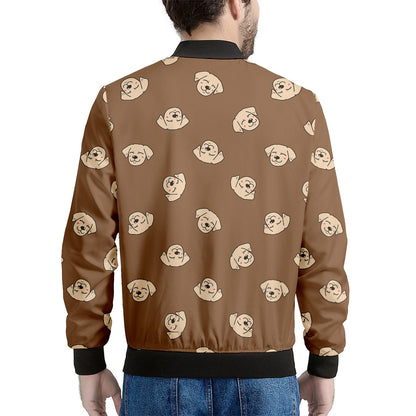 Happy Labrador Retriever Pattern Print Men's Bomber Jacket