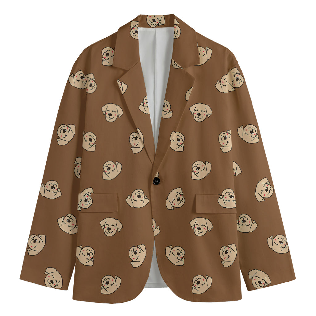 Happy Labrador Retriever Pattern Print Men's Cotton Blazer