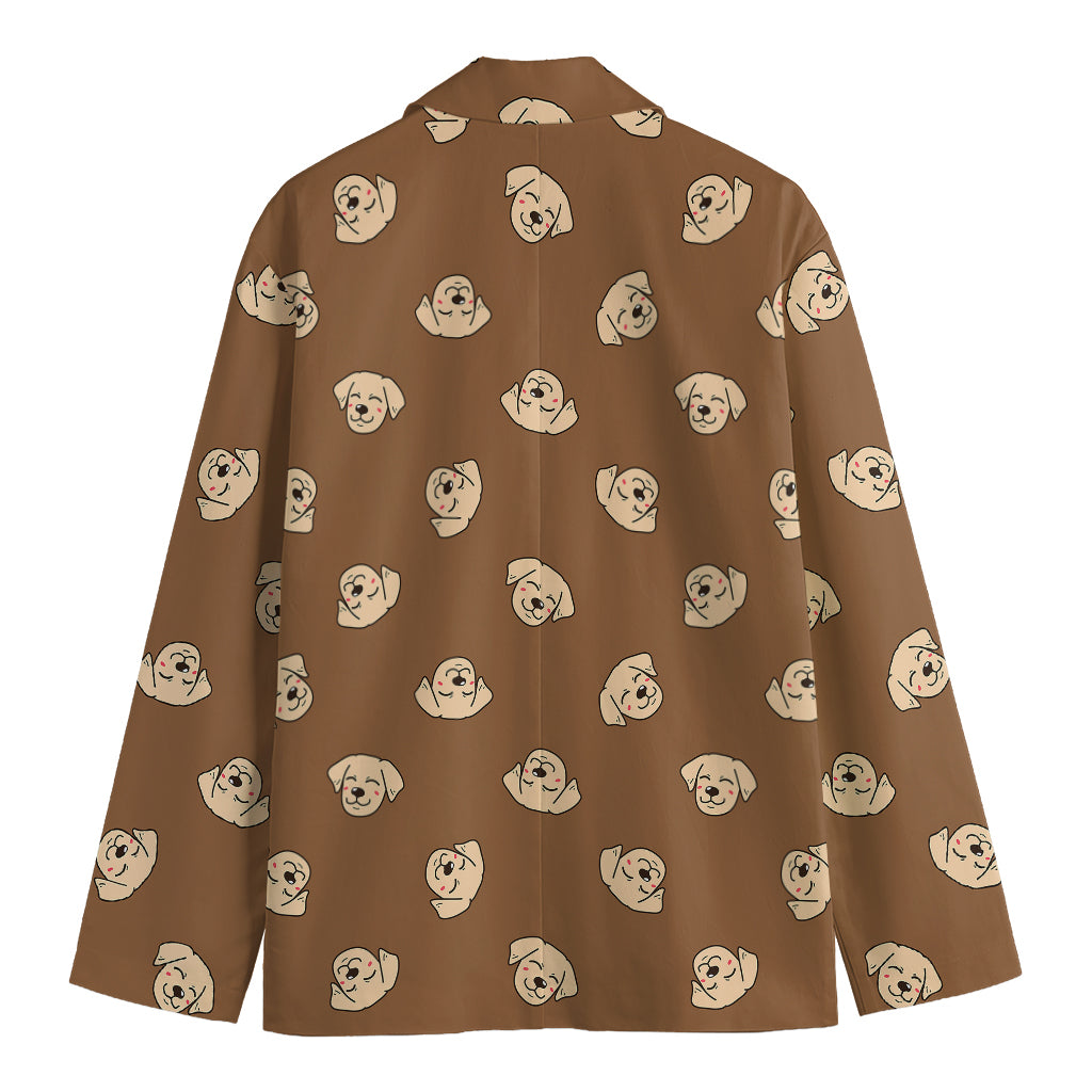 Happy Labrador Retriever Pattern Print Men's Cotton Blazer