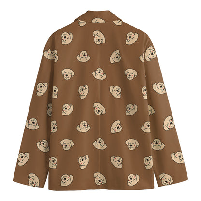 Happy Labrador Retriever Pattern Print Men's Cotton Blazer