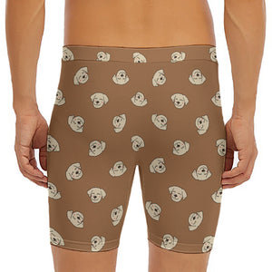 Happy Labrador Retriever Pattern Print Men's Long Boxer Briefs