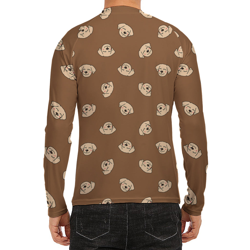 Happy Labrador Retriever Pattern Print Men's Long Sleeve Rash Guard
