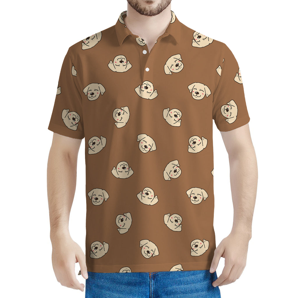 Happy Labrador Retriever Pattern Print Men's Polo Shirt