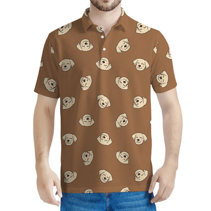 Happy Labrador Retriever Pattern Print Men's Polo Shirt