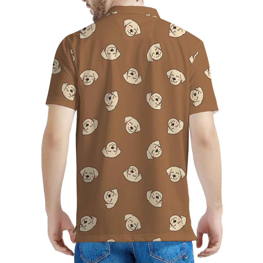 Happy Labrador Retriever Pattern Print Men's Polo Shirt