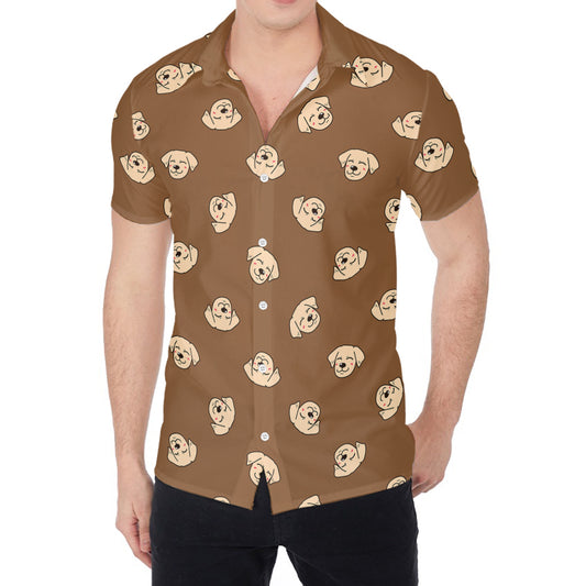 Happy Labrador Retriever Pattern Print Men's Shirt