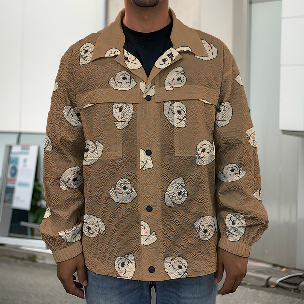 Happy Labrador Retriever Pattern Print Men's Shirt Jacket