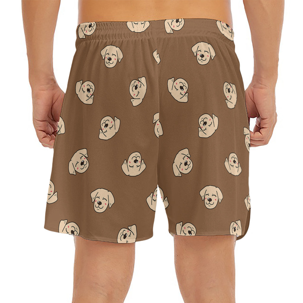 Happy Labrador Retriever Pattern Print Men's Split Running Shorts