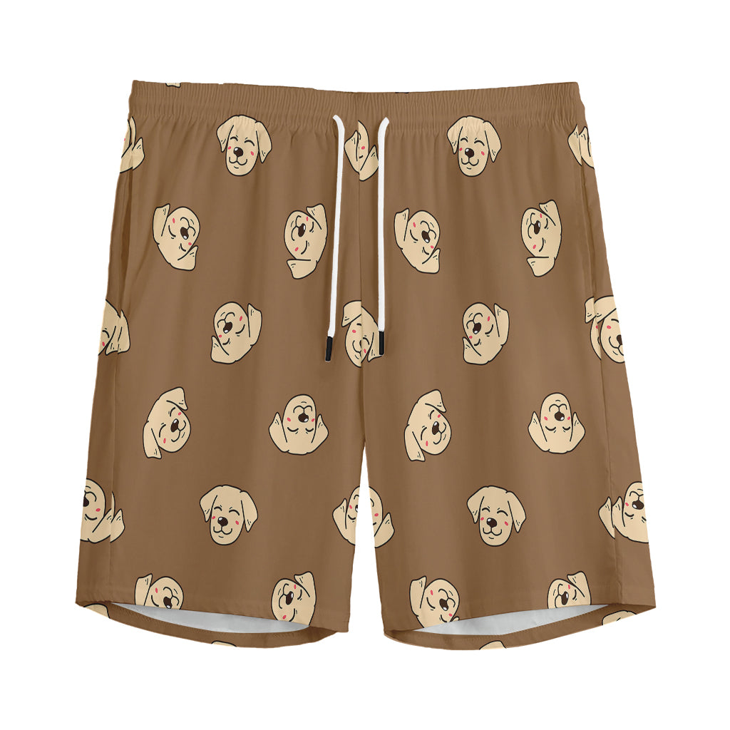 Happy Labrador Retriever Pattern Print Men's Sports Shorts