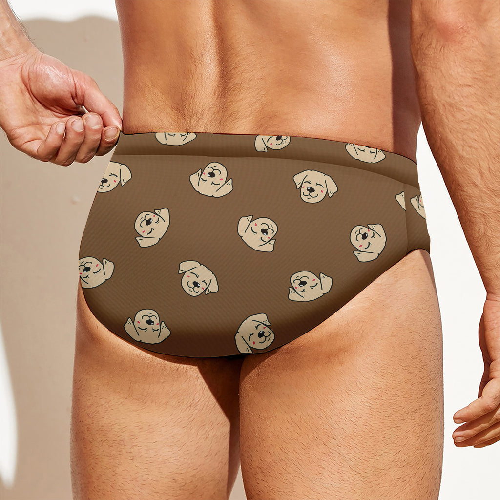 Happy Labrador Retriever Pattern Print Men's Swim Briefs