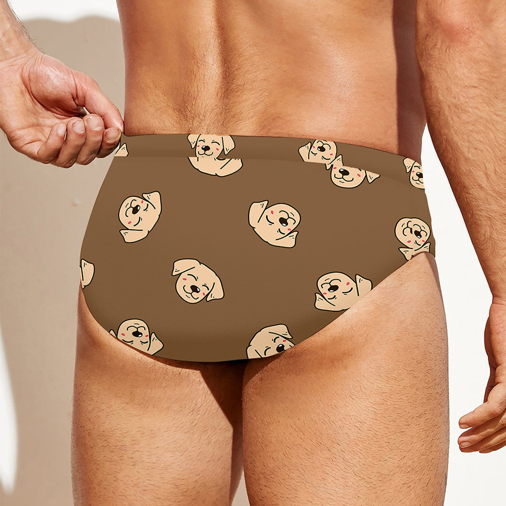 Happy Labrador Retriever Pattern Print Men's Swim Briefs