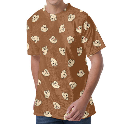 Happy Labrador Retriever Pattern Print Men's Velvet T-Shirt