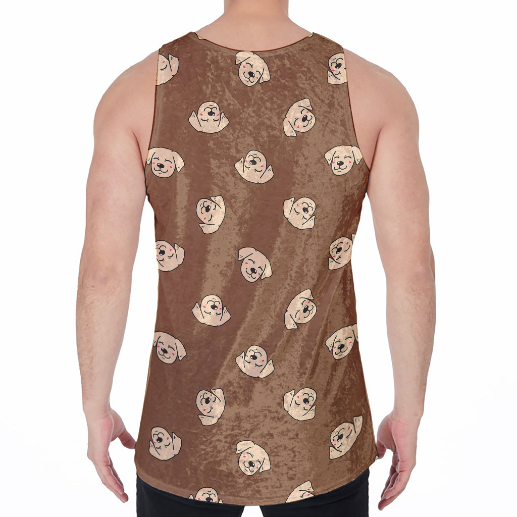Happy Labrador Retriever Pattern Print Men's Velvet Tank Top