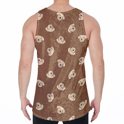 Happy Labrador Retriever Pattern Print Men's Velvet Tank Top