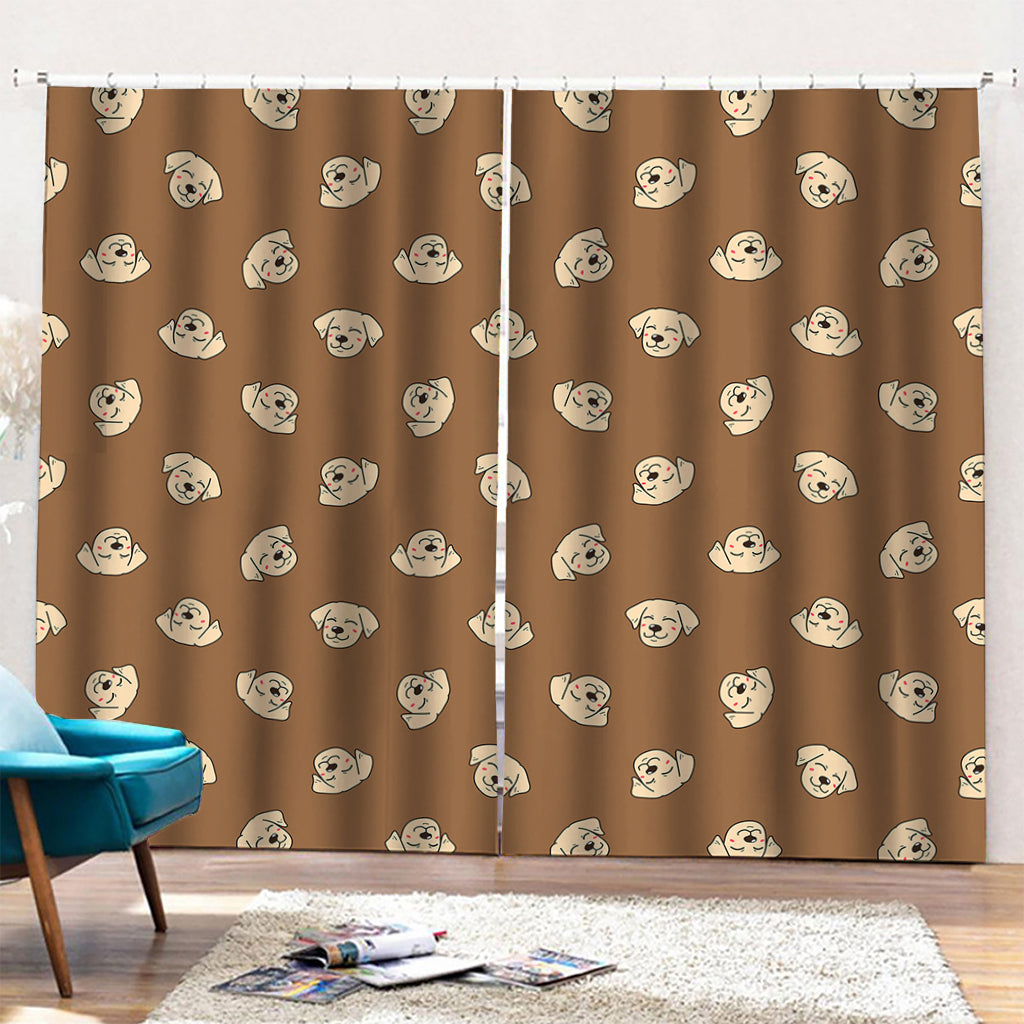 Happy Labrador Retriever Pattern Print Pencil Pleat Curtains