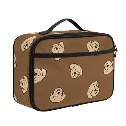 Happy Labrador Retriever Pattern Print Portable Lunch Bag