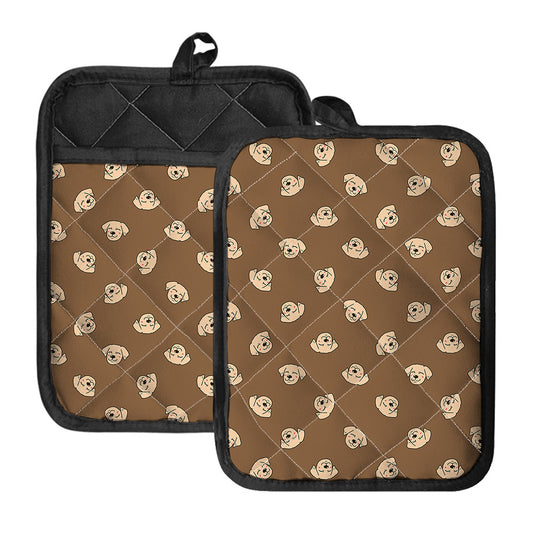 Happy Labrador Retriever Pattern Print Pot Holders With Pocket
