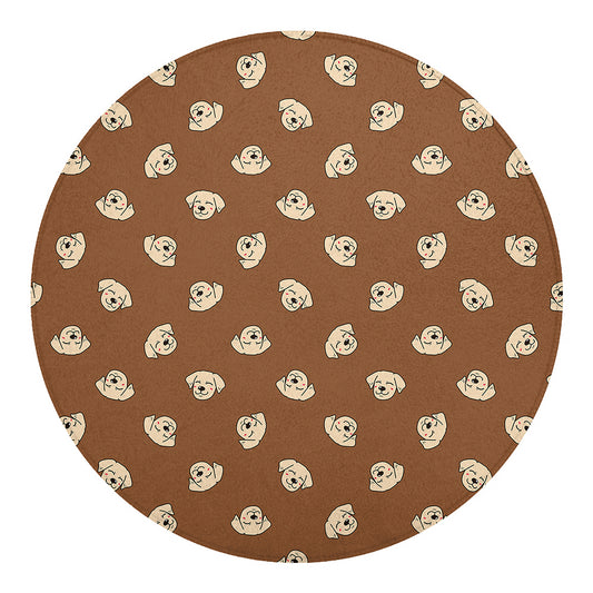 Happy Labrador Retriever Pattern Print Round Blanket