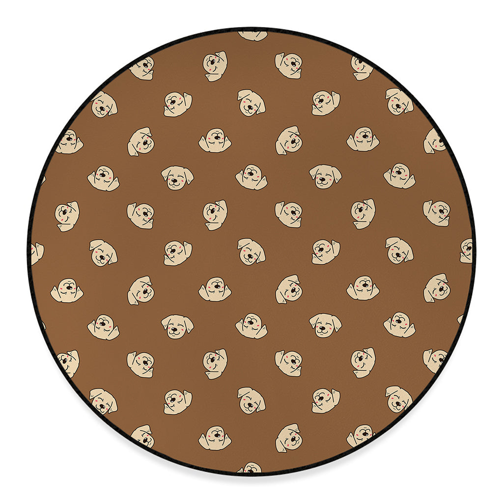 Happy Labrador Retriever Pattern Print Round Floor Mat