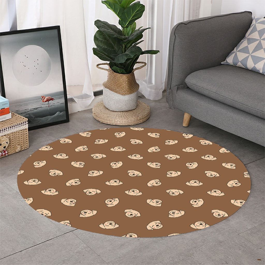Happy Labrador Retriever Pattern Print Round Rug