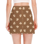 Happy Labrador Retriever Pattern Print Side Slit Mini Skirt