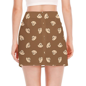 Happy Labrador Retriever Pattern Print Side Slit Mini Skirt