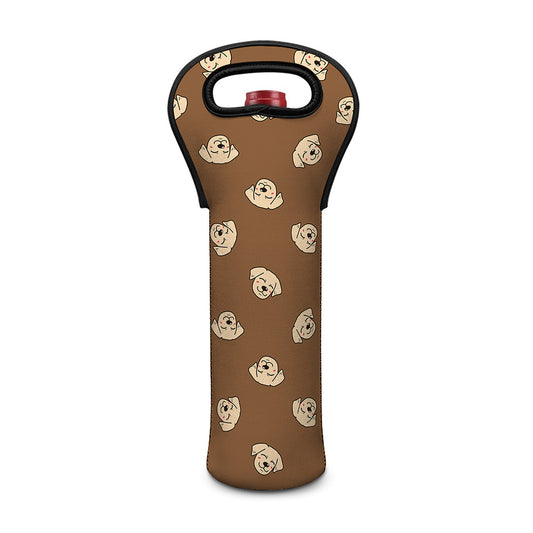 Happy Labrador Retriever Pattern Print Single Neoprene Wine Tote