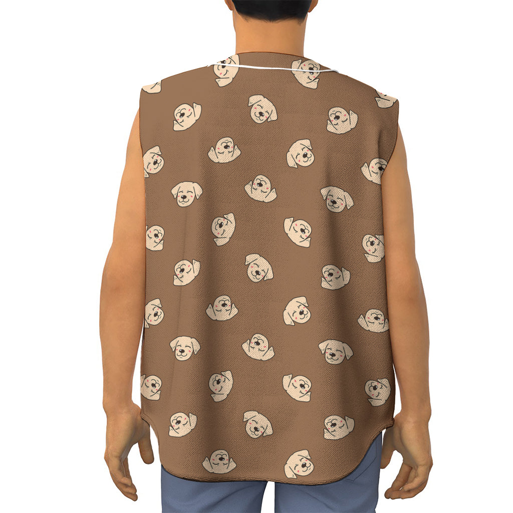 Happy Labrador Retriever Pattern Print Sleeveless Baseball Jersey