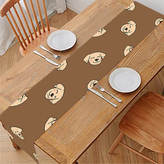 Happy Labrador Retriever Pattern Print Table Runner