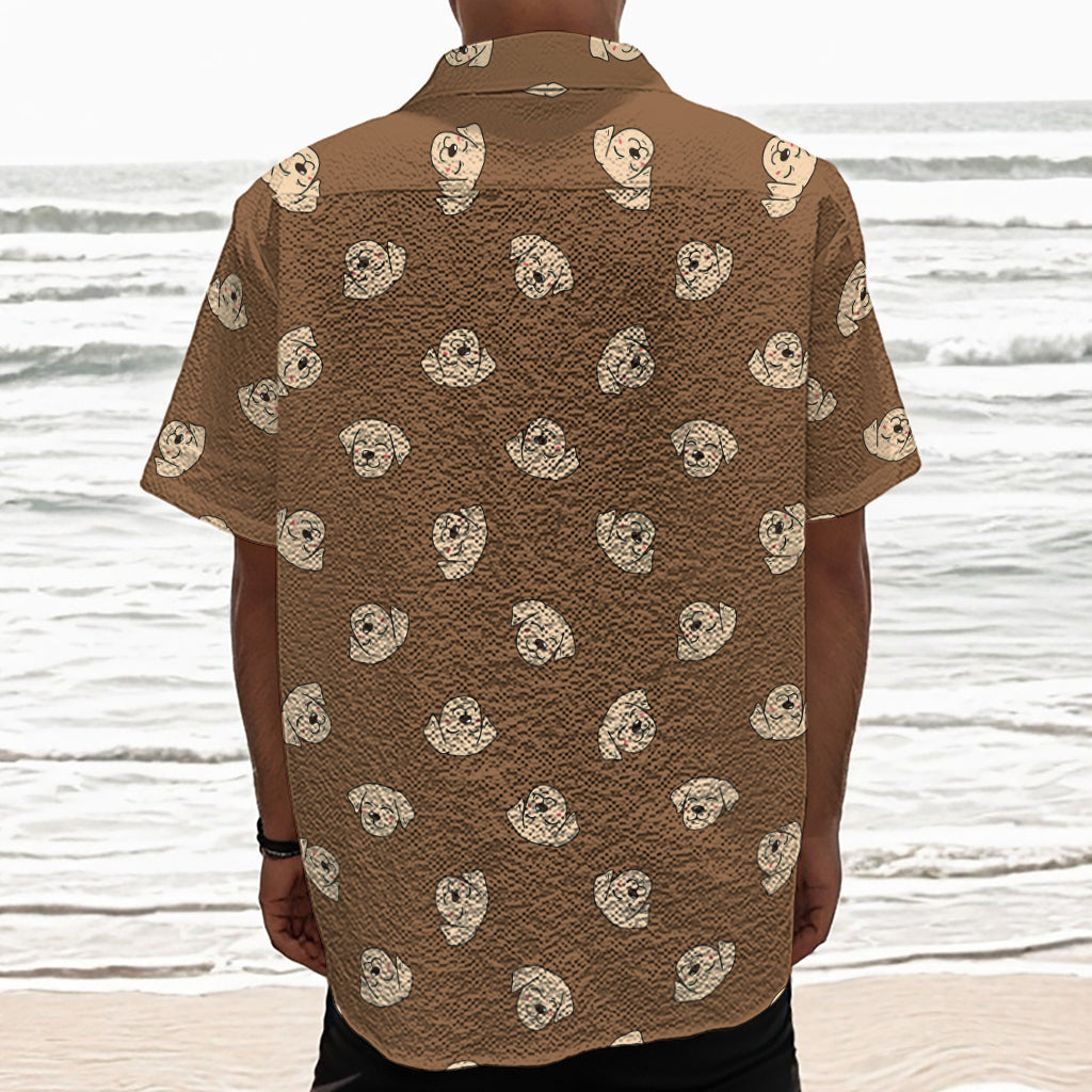 Happy Labrador Retriever Pattern Print Textured Short Sleeve Shirt