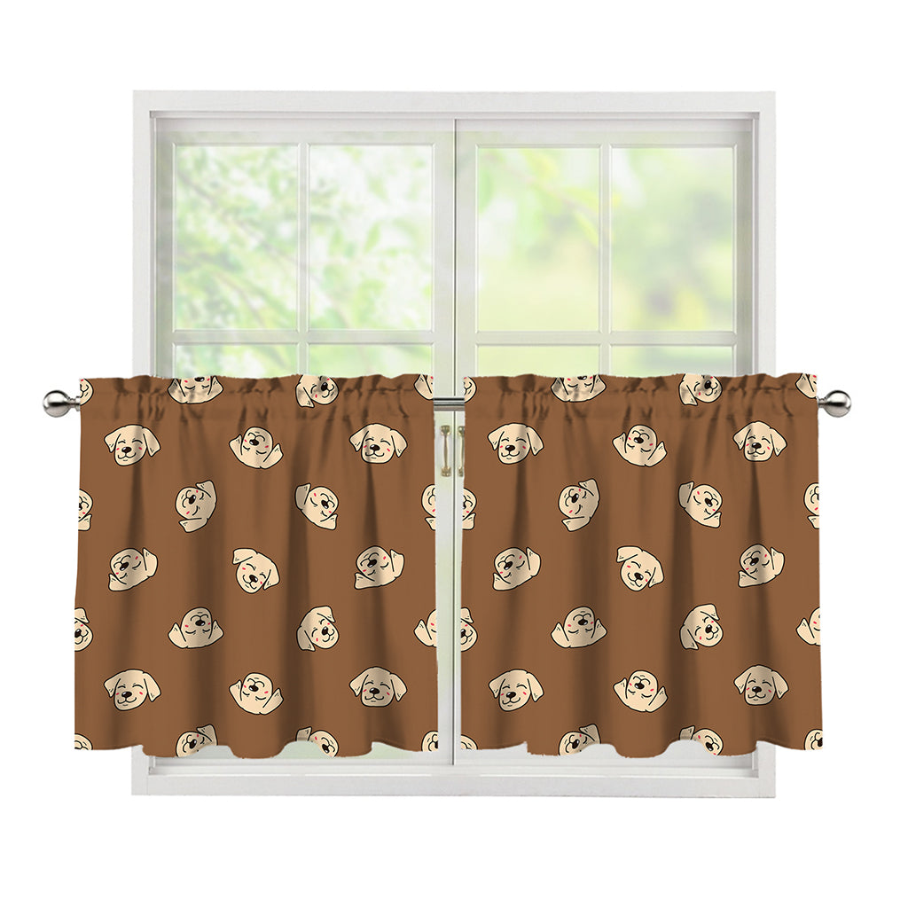 Happy Labrador Retriever Pattern Print Tier Curtains