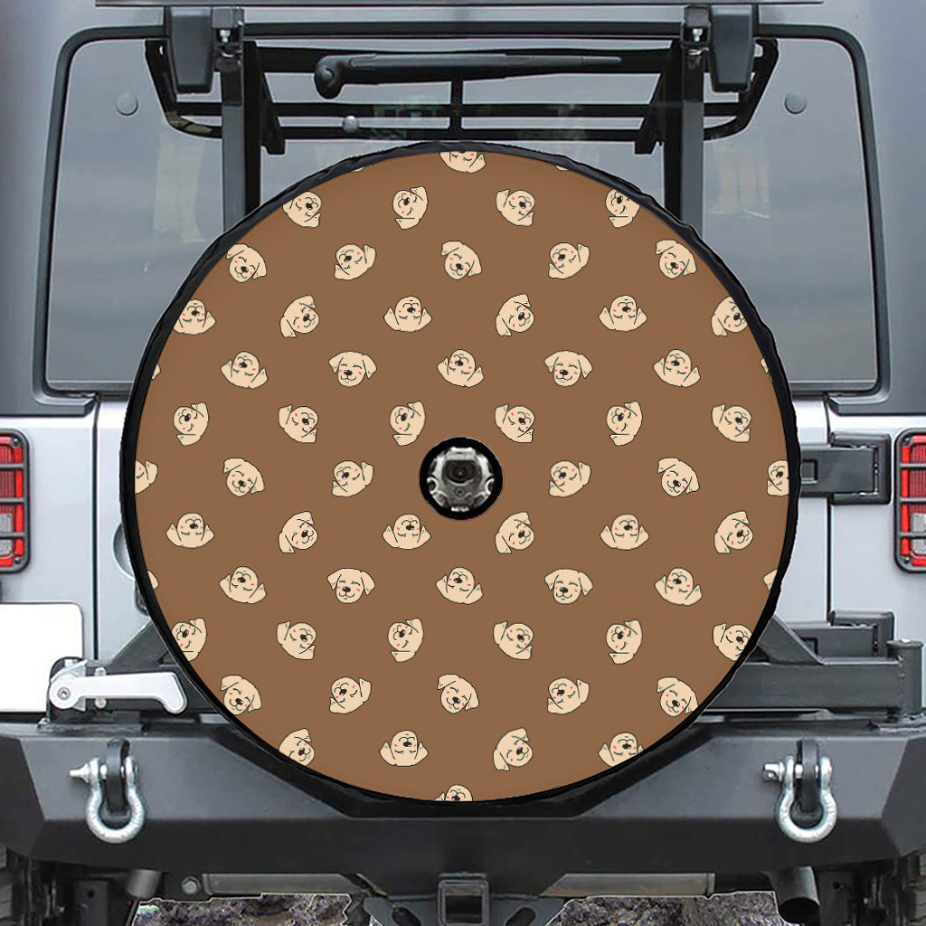 Happy Labrador Retriever Pattern Print Tire Cover With Camera Hole