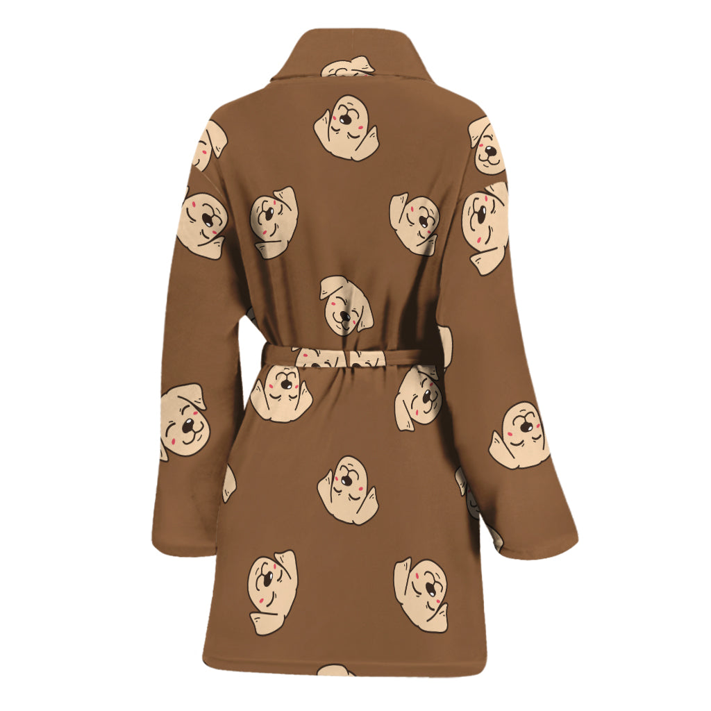 Happy Labrador Retriever Pattern Print Women's Bathrobe