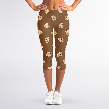 Happy Labrador Retriever Pattern Print Women's Capri Leggings