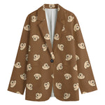 Happy Labrador Retriever Pattern Print Women's Cotton Blazer