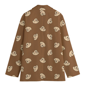 Happy Labrador Retriever Pattern Print Women's Cotton Blazer