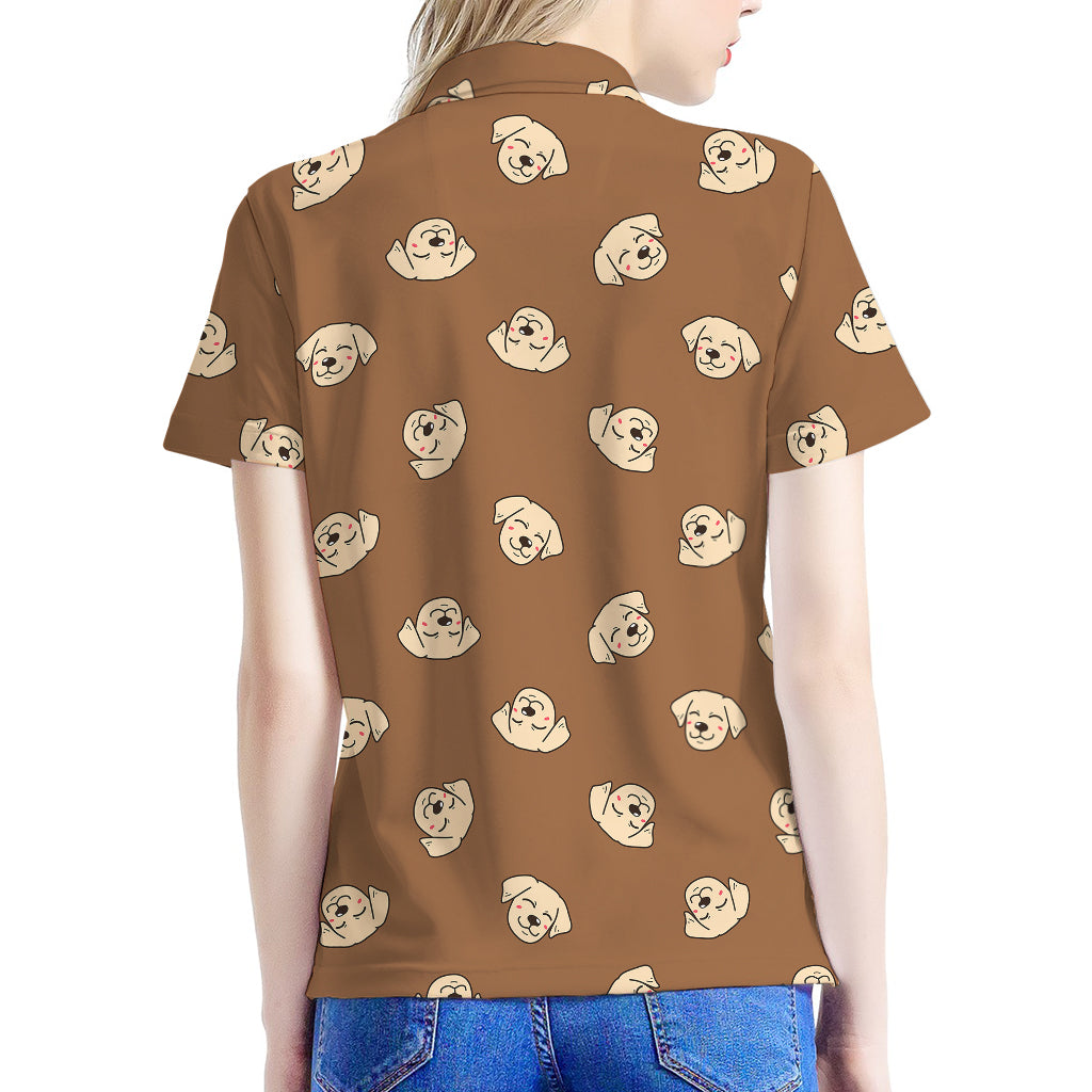 Happy Labrador Retriever Pattern Print Women's Polo Shirt