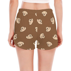 Happy Labrador Retriever Pattern Print Women's Split Running Shorts