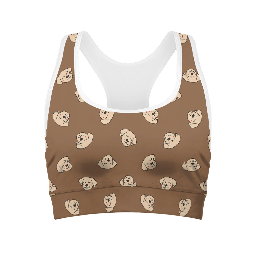 Happy Labrador Retriever Pattern Print Women's Sports Bra