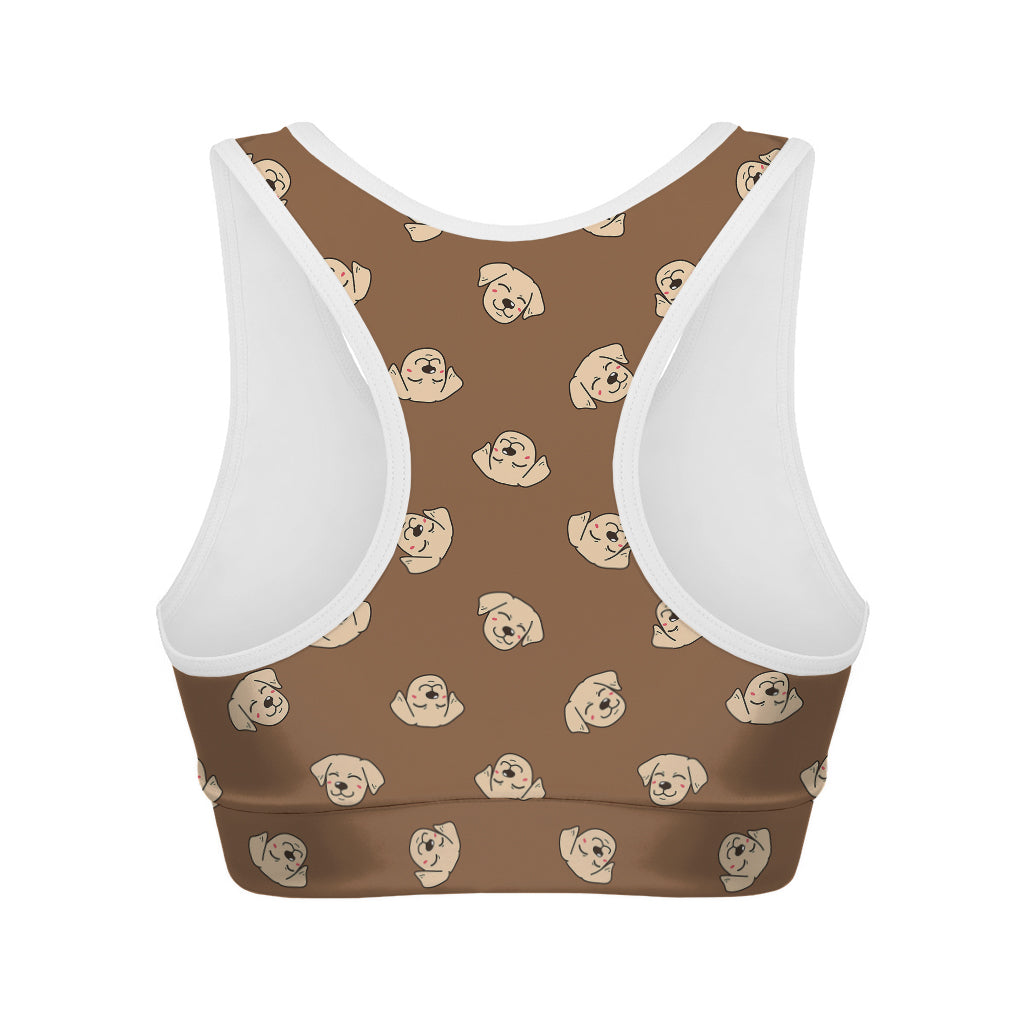 Happy Labrador Retriever Pattern Print Women's Sports Bra
