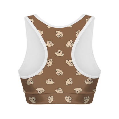 Happy Labrador Retriever Pattern Print Women's Sports Bra