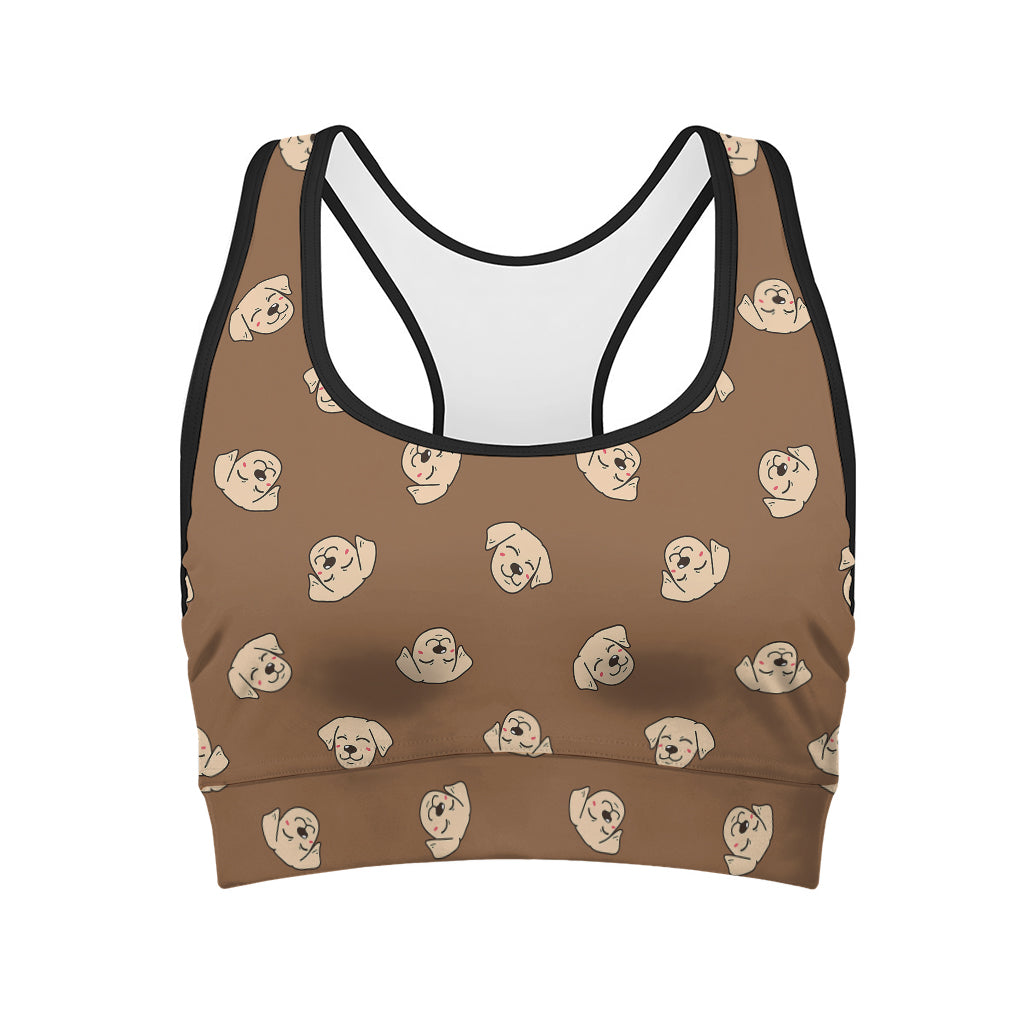 Happy Labrador Retriever Pattern Print Women's Sports Bra