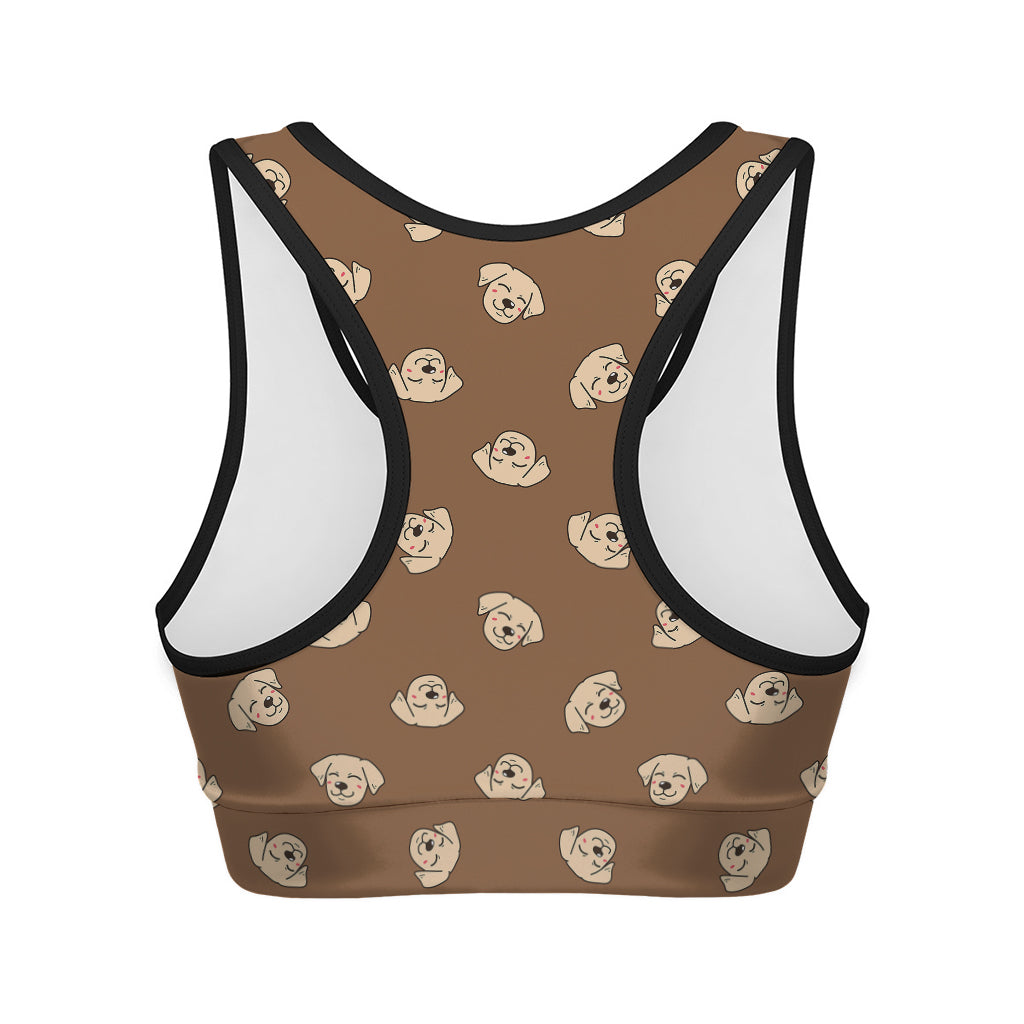 Happy Labrador Retriever Pattern Print Women's Sports Bra