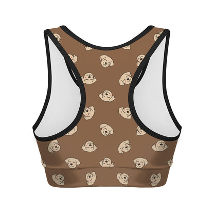 Happy Labrador Retriever Pattern Print Women's Sports Bra