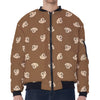 Happy Labrador Retriever Pattern Print Zip Sleeve Bomber Jacket