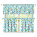 Happy Llama And Cactus Pattern Print 3 Piece Kitchen Curtains
